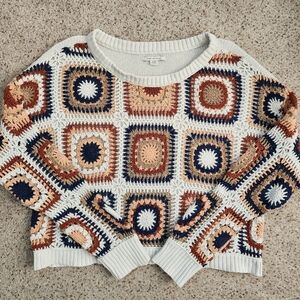 American Eagle Outfitters Crochet Crew Neck Sweater